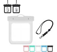 Waterproof Wallet for Swimming - Small Waterproof Key Holder Pouch,IPX8 Water Proof Surfing Car Key Fob Case Dry Bag,Pocket Holder with Lanyard for ID Badge Credit Card Money Coins License (White)