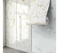 Waterproof Wallpaper Tiles - Thickened Glossy Marble Peel and Stick Wall Panels for Bathroom Decor