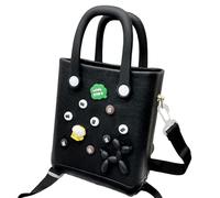 Waterproof Washable Sandproof Beach Cross-body Bag for Women Girls,Mini Rubber EVA Beach Bag with Holes,Cute DIY Outdoor Sports Handbag,for Beach Pool Gym (Black)