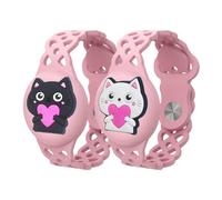 Waterproof Watch Holder Compatible for Airtag, Cute Cartoon Adjustable Silicone Wristband Bracelet fit Air Tag, 2 Pack (E)