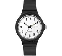 Waterproof Watches for Women White Ladies Female Easy to Read with Second Calendar Day Date Hand Analog Quartz Wrist Watch Luminous Colorful Simple Minimalist Design, Black White, simple