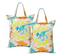 Waterproof Wet Bags For Cartoon Dino Fluorescent Green Orange Camouflage Dirty Clothes Bag For Traveling Swimsuits With Handle 2 Pack