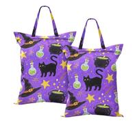 Waterproof Wet Bags For Halloween Black Cat Magic Dirty Clothes Bag Towel With Handle 2 PCS