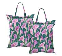 Waterproof Wet Clothes Bags For Purple-pink Calla Lily Dirty Laundry Bag Beach Pool With Handle 2 PCS