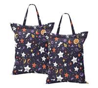 Waterproof Wet Clothes Bags For Starry Halloween Black Colorful Dirty Clothes Traveling Bag Beach With Handle 2 PCS