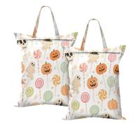 Waterproof Wet Dry Bags Halloween Colorful Candy Pumpkin Dirty Clothes Bag For Traveling Bathing Suit With Handle 2 PCS
