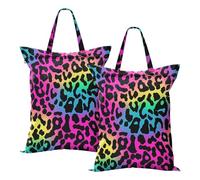 Waterproof Wet Dry Bags Neon Colorful Leopard Print Dirty Laundry Traveling Bag Swimming With Handle 2Pcs
