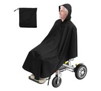 Waterproof Wheelchair Poncho Rain Cover, Unisex Lightweight Adult Mobility Rain Cape, Lightweight, Hooded,Wheelchairs Rains Cape Poncho Waterproof for Wheelchair and Electric Wheelchairs Users(Black)