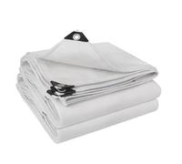 Waterproof White Tarp Heavy Duty Durable Tarpaulin with Grommets and Reinforced Edges, Multipurpose Canvas Tarps for Patio, Sun, Roof, Canopy(1x1m)