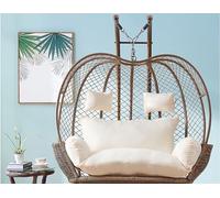 Waterproof Wicker Rattan Double Hanging Chair for 2 Persons with Removable Egg Nest Design - Patio Garden Hammock Swing Seat Pads - Outdoor Relaxation(Only mats are sold)