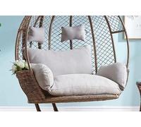 Waterproof Wicker Rattan Double Hanging Chair for 2 Persons with Removable Egg Nest Design - Patio Garden Hammock Swing Seat Pads - Outdoor Relaxation(Only mats are sold)