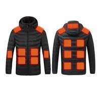 Waterproof Windproof Heated Jacket Unisex Winter Hooded Heated Outerwear USB Charging Electric Body Warmer for Men Women 17 Heated Zones Heating Down Jackets for Fishing and Motorcycle,Skiing