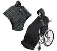 Waterproof Windproof Winter Wheelchair Full Body Warm Blanket, Fleece Lined Wheelchair Cosy Cover with Hood Rain Coat Poncho Cover for Adults Wheelchair Users Full Body Protection Blanket