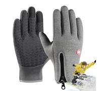 Waterproof Winter Gloves, Men's Snow Gloves, Water- Windproof Gloves, Soft Lined Gloves with Zip Design, Cold Weather Equipment for Camping