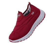 Waterproof Winter Shoes For Women Uk For Work - Slip On Shoes Women Hands Free Fleece-Lined Sneakers Laceless Sloped Heel Anti-Slip Cold Protection Granny Shoes Walking Shoe Casual Sneaker