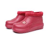 Waterproof Winter Shoes Women Men Thermal Wellington Boots Ankle Boots Winter Boots Warm Non-Slip Winter Boots Outdoor Lightweight Mid-Height Snow Boots Festival Fleece Rain Boots, 3 Red, 5 UK