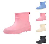 Waterproof Women's Ankle Rain Boots, Slip On Wellington Boots Anti-Slip Wellies with Soft Platform Sole Wide Fit Round Toe Lightweight Garden Shoes Easy to Clean Kitchen Outdoor Rain Shoes UK 4.5