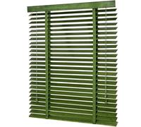 Waterproof Wood Horizontal Blinds, 5cm Slat Light Filtering Wooden Blind for Indoor Windows, 42 58 64 90 120 140 160 cm, Room Darkening Cordless Window Shades for Home Office, Kitchens(Green)