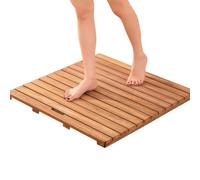 Waterproof Wooden Bath Mat with Handle - Anti-Slip Shower & Kitchen Floor Mat Slated Platform for Bathtub 70x60cm/28x24in Multipurpose Design