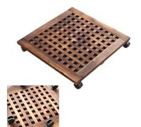 Waterproof Wooden Plant Stand,Heavy Duty Pot Trolley 360 Degree Rotating Wheels,Multi Purpose Plant Caddy for Indoor Outdoor Flower Pots (30x30cm)