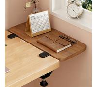 Waterproof Wooden Window Sill Extender, Folding Table Countertop Extension, Desk Clamp-on Shelf for Storage Organization, Load Capacity 40kg(Teak,80x20cm/31.5x7.9in)