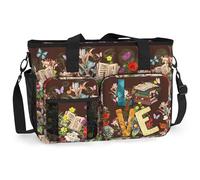 Waterproof Work Bag with Large Compartments, Padded Laptop Storage and Multiple Pockets. Librarian Gift for Book Lovers. Shoulder Bag for Work. Love Books.