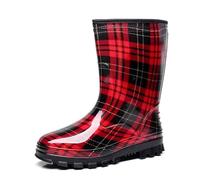 Waterproof Work Boots, Wellington Boots Women Wide Fit Rubber Pvc Rain Boot Hiking and Walking Shoes Fully Waterproof Slip-Resistant for Outdoor, Gardening & Wet Weather Watermelon Red 4.5