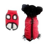 Waterproof XXS Dog Coat Padded Fleece Zip Up Coat Chihuahua Puppy Tiny Toy Clothes Teacup Miniature Tiny Breeds (Red, XXS)