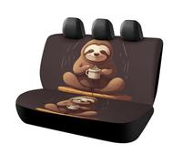 Waterproof Yoga Sloth Coffee Car Seat Cover Scratchproof Rear Seat Protector Universal Fit Bench Backseat Covers for Suvs Trucks Sedans Vans Pet Dog for Owners & Outdoor Enthusiasts Friendly