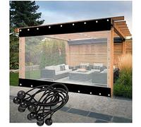 WaterproofSide Panels 0.5mm 1.7x2m Transparent & Black Outdoor with Grommets Perfect for Patio Shade Solutions WeatherResistant Privacy Curtain