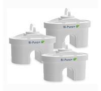 WaterPura Bi-Pura+ Replacement Filters (3 Pack, 6 Months Supply) for Reduction of Microplastics, Chlorine, Limescale and Impurities, BPA Free
