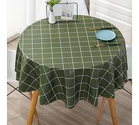 WaterResistant PVC Tablecloth for KidsWipeable Rectangle & Round Deep Green Table Cover AntiHot 140cm Diameter Perfect for Home Decor & Family Meals