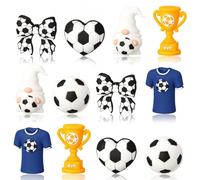 Watersay 12 Pcs 3D Silicone Focal Beads Pens Beads Bulk for Beadable Keychain DIY Crafts Necklace Bracelet Phone Chain Charms Jewelry Making (Soccer)