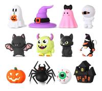 Watersay 12 Pcs Halloween 3D Silicone Focal Beads for Pens Bracelet Halloween Character Beads Bulk Funny Ghost Spider Pumpkin Bat for Keychain DIY Crafts Necklace Lanyards Jewelry Making Kit Supplies