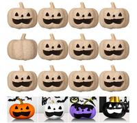 Watersay 12 Pcs Small Paper Mache Pumpkins Bulk Halloween Craft Pumpkins to Paint Decorating Unfinished Carved Face Halloween DIY Craft Projects for Fall Thanksgiving Party Decorations
