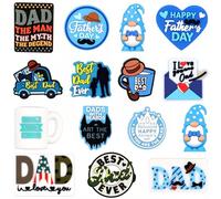 Watersay 15 Pcs Dad Silicone Focal Beads Silicone Bulk Father Silicone Beads for Keychain Necklace Bracelet Jewelry Making DIY Father's Day Gift