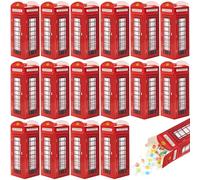 Watersay 16 Pieces British Party Decorations London Phone Booth Box UK England Candies Boxes British International Party Favors United Kingdom Gift, 2.9 x 8.6 Inch