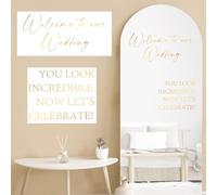 Watersay 2 Pcs Welcome to Our Wedding Mirror Decal Vinyl Lettering Decal Sticker Removable Letters Wedding Decals for Mirrors Glass Window Sign Marriage Decoration(Classic Style,Gold)