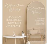 Watersay 2 Pcs Welcome to Our Wedding Mirror Decal Vinyl Lettering Decal Sticker Removable Letters Wedding Decals for Mirrors Glass Window Sign Marriage Decoration(Classic Style,White)