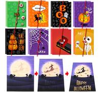 Watersay 20 Sets 3D Halloween Cards and Envelopes 4 x 6 Inch Lenticular Halloween Cards Funny Halloween Cards Bulk Halloween Thank You Cards Halloween Postcards for Halloween Party