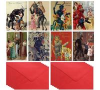 Watersay 24 Sets Christmas Krampus Holiday Cards with Envelopes 5 x 7 Inch Krampus Christmas Cards Bulk Postcards Greeting Anti Santa Goth Horror Xmas