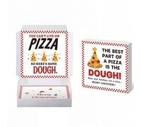 Watersay 3 Pcs Pizza Money Box 10x10 Inch Christmas Cash Gift Boxes Party | Funny Pizza Dough Pun Design, Surprise Cash Holder for Birthday Wedding, Red Checkered Border with Festive Graphics