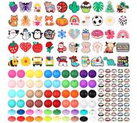 Watersay 350 Pcs Silicone Beads Focal 250 Pcs Silicone Beads and 100 Crystal Rhinestone Rondelle Spacers for Beadable Keychains DIY Craft Jewelry Making Supplies