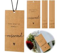 Watersay 36 Pcs Reserved Seating Chair Signs for Wedding Ceremony Reserved Seat Sign Hanging for Important Events Church Pews Chair and Restaurant (Brown)