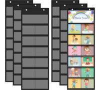 Watersay 6 Pack Pocket Chart for Classroom 29.5 x 10 in 12+1 Pockets Hanging Wall File Organizer for Cards,Pictures,Class Management Educational Behavior Chart,Teacher Office Organization (Black)