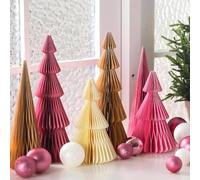 Watersay 6 Pcs Neutral Christmas Tree Honeycomb Centerpiece Minimalist 3D Paper Trees Centerpiece Rustic Reusable Table Decorations for Home Decor Xmas Gift(Pink Series)