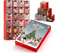 Watersay Dog Advent Calendar 2025 Reusable Empty Advent Calendar with 24 Drawers 24 Days Countdown to Christmas Calendar, Xmas Gifts for Dog Lovers(Retro Color)