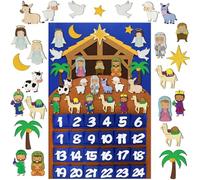 Watersay Nativity Advent Calendar 2ft Felt Religious Christmas Advent Calendar for Kids Jesus Christian Nativity Scene Countdown to Christmas with 24 Pockets Wall Decor Gifts for Toddlers Home Party
