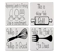 WaterShed Designs Kitchen Tile Transfer Humor Pack of 4 Fun Quotes Ceramic Tile Stickers Great Fun (option 2)