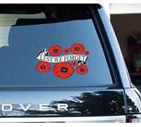 WaterShed Designs Poppy Montage with Lest we forget banner through the center Flower Decals Car Stickers Graphics Wall Window Decorations Art (150 x 100mm)